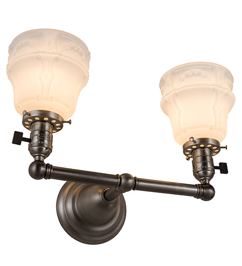 Meyda Lighting Revival Garland 16" 2-Light Brushed Nickel Wall Sconce With White Shade Glass
