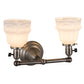 Meyda Lighting Revival Garland 16" 2-Light Brushed Nickel Wall Sconce With White Shade Glass