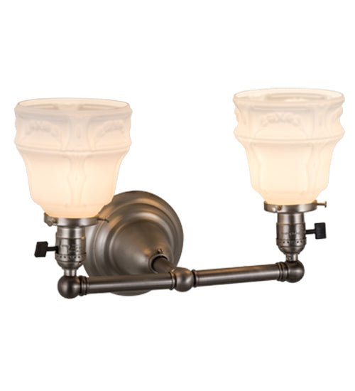 Meyda Lighting Revival Garland 16" 2-Light Brushed Nickel Wall Sconce With White Shade Glass