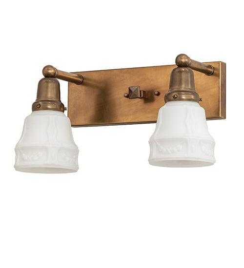 Meyda Lighting Revival Garland 17" 2-Light Brass Tint Wall Sconce With White Art Shade Glass