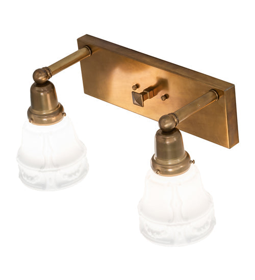 Meyda Lighting Revival Garland 17" 2-Light Brass Tint Wall Sconce With White Art Shade Glass