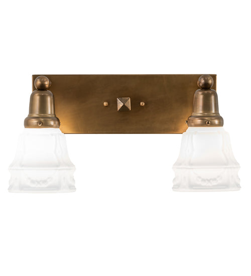 Meyda Lighting Revival Garland 17" 2-Light Brass Tint Wall Sconce With White Art Shade Glass