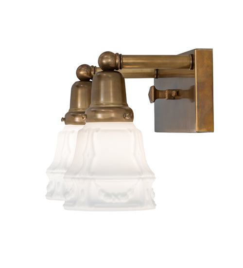 Meyda Lighting Revival Garland 17" 2-Light Brass Tint Wall Sconce With White Art Shade Glass