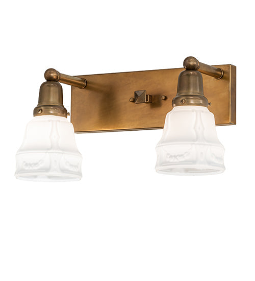 Meyda Lighting Revival Garland 17" 2-Light Brass Tint Wall Sconce With White Art Shade Glass