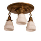 Meyda Lighting Revival Garland 17" 3-Light Brushed Brass Flush Mount Light With White Art Shade Glass