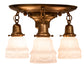 Meyda Lighting Revival Garland 17" 3-Light Brushed Brass Flush Mount Light With White Art Shade Glass