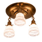 Meyda Lighting Revival Garland 17" 3-Light Brushed Brass Flush Mount Light With White Art Shade Glass