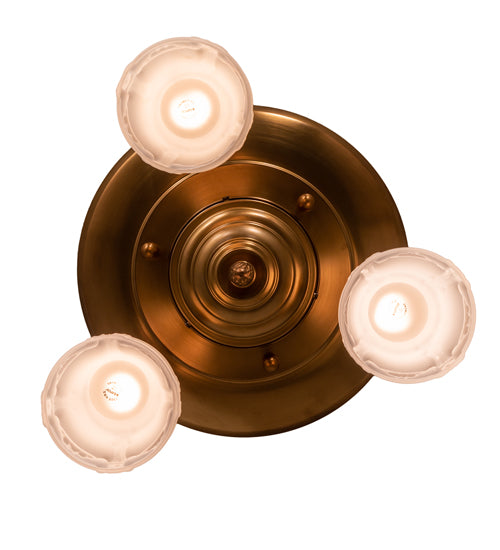Meyda Lighting Revival Garland 17" 3-Light Brushed Brass Flush Mount Light With White Art Shade Glass
