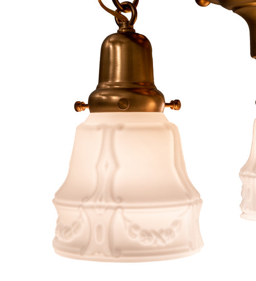 Meyda Lighting Revival Garland 17" 3-Light Brushed Brass Flush Mount Light With White Art Shade Glass