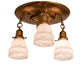 Meyda Lighting Revival Garland 17" 3-Light Brushed Brass Flush Mount Light With White Art Shade Glass