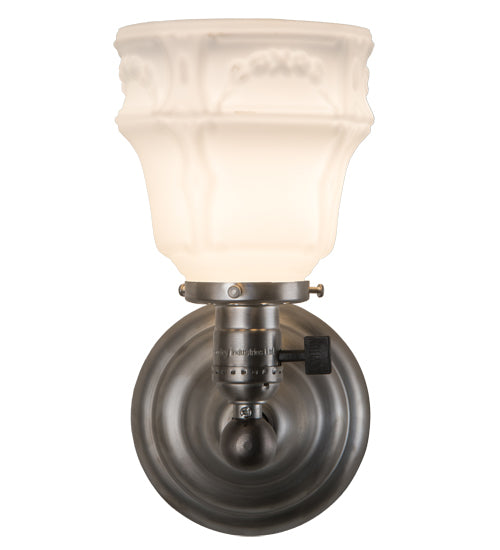 Meyda Lighting Revival Garland 5" Brushed Nickel Wall Sconce With White Shade Glass
