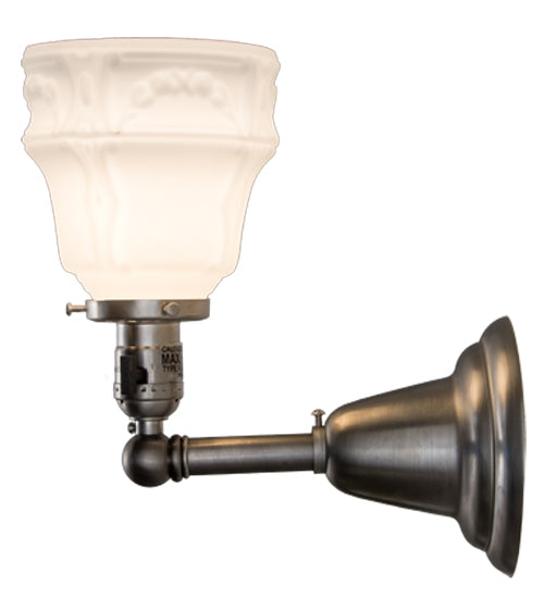 Meyda Lighting Revival Garland 5" Brushed Nickel Wall Sconce With White Shade Glass