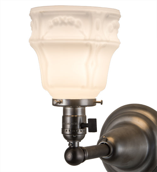 Meyda Lighting Revival Garland 5" Brushed Nickel Wall Sconce With White Shade Glass