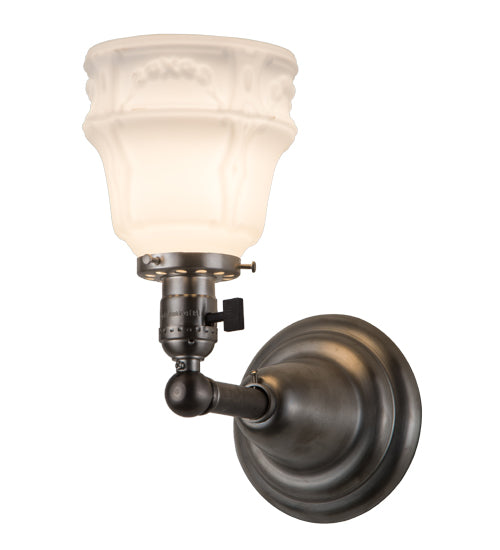 Meyda Lighting Revival Garland 5" Brushed Nickel Wall Sconce With White Shade Glass
