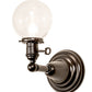 Meyda Lighting Revival Globe 5" Craftsman Brown On Brass Wall Sconce With Clear Shade Glass