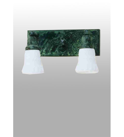 Meyda Lighting Revival Oyster Bay 14" 2-Light Verdigris Vanity Light With White Embossed Shade Glass