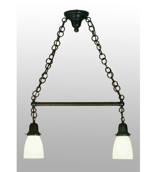 Meyda Lighting Revival Oyster Bay 24" 2-Light Craftsman Brown Goblet Island Pendant Light With White Opal Shade Glass