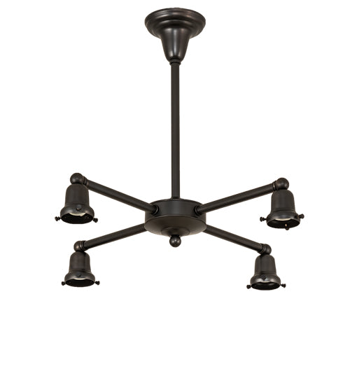 Meyda Lighting Revival Oyster Bay 26" 4-Light Craftsman Brown Favrile Chandelier With Gold Iridescent Shade Glass