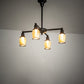 Meyda Lighting Revival Oyster Bay 26" 4-Light Craftsman Brown Favrile Chandelier With Gold Iridescent Shade Glass