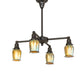 Meyda Lighting Revival Oyster Bay 26" 4-Light Craftsman Brown Favrile Chandelier With Gold Iridescent Shade Glass