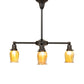 Meyda Lighting Revival Oyster Bay 26" 4-Light Craftsman Brown Favrile Chandelier With Gold Iridescent Shade Glass