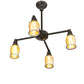Meyda Lighting Revival Oyster Bay 26" 4-Light Craftsman Brown Favrile Chandelier With Gold Iridescent Shade Glass