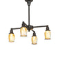 Meyda Lighting Revival Oyster Bay 26" 4-Light Craftsman Brown Favrile Chandelier With Gold Iridescent Shade Glass
