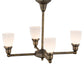 Meyda Lighting Revival Oyster Bay 27" 4-Light Antique Brass Goblet Chandelier With White Shade Glass