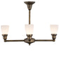 Meyda Lighting Revival Oyster Bay 27" 4-Light Antique Brass Goblet Chandelier With White Shade Glass