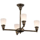 Meyda Lighting Revival Oyster Bay 27" 4-Light Antique Brass Goblet Chandelier With White Shade Glass
