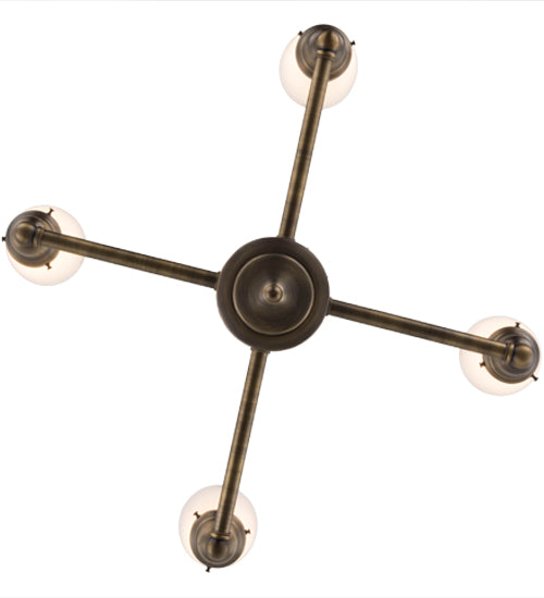 Meyda Lighting Revival Oyster Bay 27" 4-Light Antique Brass Goblet Chandelier With White Shade Glass