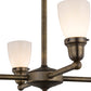 Meyda Lighting Revival Oyster Bay 27" 4-Light Antique Brass Goblet Chandelier With White Shade Glass