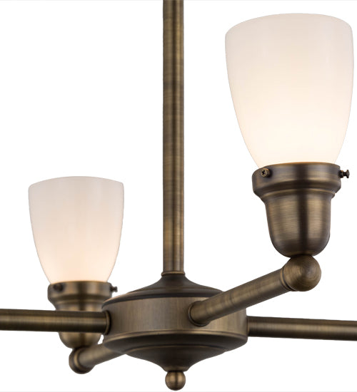 Meyda Lighting Revival Oyster Bay 27" 4-Light Antique Brass Goblet Chandelier With White Shade Glass