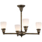 Meyda Lighting Revival Oyster Bay 27" 4-Light Antique Brass Goblet Chandelier With White Shade Glass