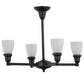 Meyda Lighting Revival Oyster Bay 27" 4-Light Craftsman Brown Goblet Chandelier With White Shade Glass