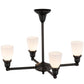 Meyda Lighting Revival Oyster Bay 27" 4-Light Craftsman Brown Goblet Chandelier With White Shade Glass
