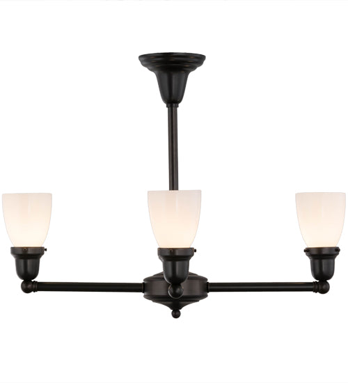 Meyda Lighting Revival Oyster Bay 27" 4-Light Craftsman Brown Goblet Chandelier With White Shade Glass