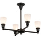 Meyda Lighting Revival Oyster Bay 27" 4-Light Craftsman Brown Goblet Chandelier With White Shade Glass