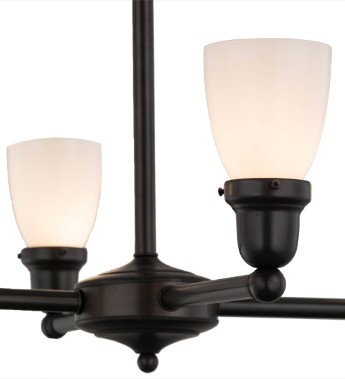 Meyda Lighting Revival Oyster Bay 27" 4-Light Craftsman Brown Goblet Chandelier With White Shade Glass
