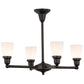 Meyda Lighting Revival Oyster Bay 27" 4-Light Craftsman Brown Goblet Chandelier With White Shade Glass