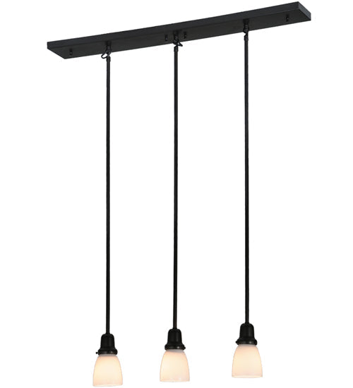Meyda Lighting Revival Oyster Bay 36" 3-Light Craftsman Brown Goblet Island Pendant Light With White Opal Shade Glass