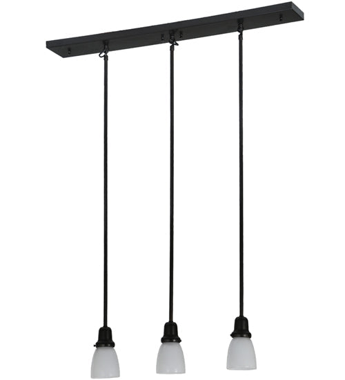 Meyda Lighting Revival Oyster Bay 36" 3-Light Craftsman Brown Goblet Island Pendant Light With White Opal Shade Glass