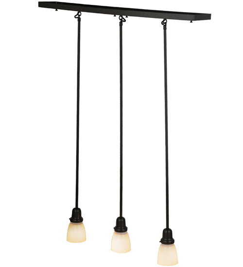 Meyda Lighting Revival Oyster Bay 36" 3-Light Craftsman Brown Goblet Island Pendant Light With White Opal Shade Glass