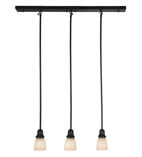 Meyda Lighting Revival Oyster Bay 36" 3-Light Craftsman Brown Goblet Island Pendant Light With White Opal Shade Glass