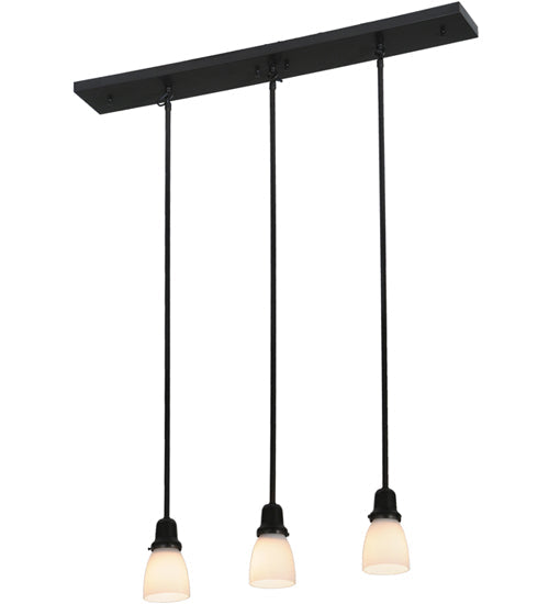 Meyda Lighting Revival Oyster Bay 36" 3-Light Craftsman Brown Goblet Island Pendant Light With White Opal Shade Glass