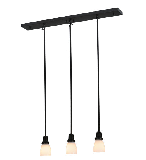 Meyda Lighting Revival Oyster Bay 36" 3-Light Craftsman Brown Goblet Island Pendant Light With White Opal Shade Glass