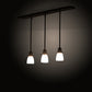 Meyda Lighting Revival Oyster Bay 36" 3-Light Craftsman Brown Island Pendant Light With White Opal Shade Glass