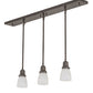 Meyda Lighting Revival Oyster Bay 36" 3-Light Craftsman Brown Island Pendant Light With White Opal Shade Glass