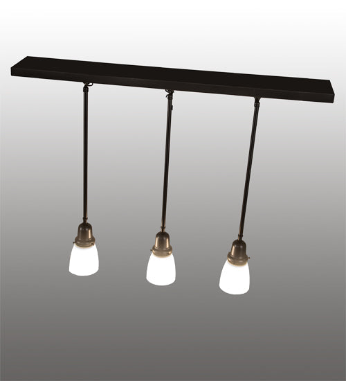 Meyda Lighting Revival Oyster Bay 36" 3-Light Craftsman Brown Island Pendant Light With White Opal Shade Glass