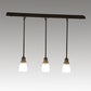 Meyda Lighting Revival Oyster Bay 36" 3-Light Craftsman Brown Island Pendant Light With White Opal Shade Glass